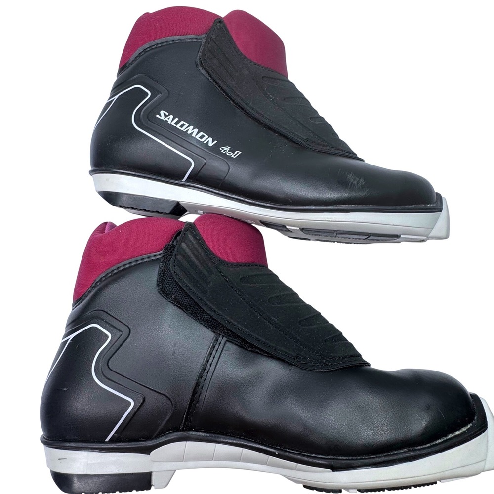 Salomon 4.1 Cross Country Ski Boots Womens 40 Black Burgundy SNS Profil Touring